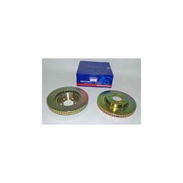 Brake Disc Front 2.7 TDV6 &amp; 4.0 V6 Drilled &amp; Grooved Pair (Britpart) SDB000604 DA4612 *See Notes*