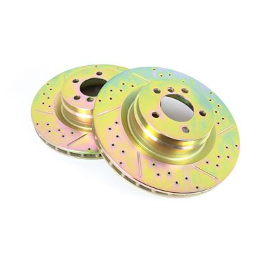 Front Brake Disc (2) L322 Drilled & Grooved 3.6 & 4.2 V8 L322 05- LR031843CDG SDB500193CDG  SDB500192CDG