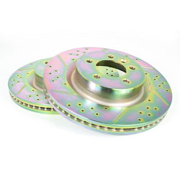 Front Brake Discs (2) Vented, Drilled &amp; Grooved (Terrafirma) 4.4P SDB000614CDG