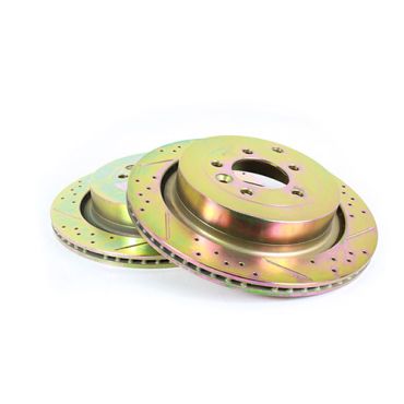 Rear Brake Discs (2) Vented, Drilled & Grooved (Terrafirma) SDB000646CDG