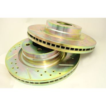 Front Brake Discs (2) Vented, Drilled and Grooved (Terrafirma) Td6, Tdv8 and V8P SDB500182CDG