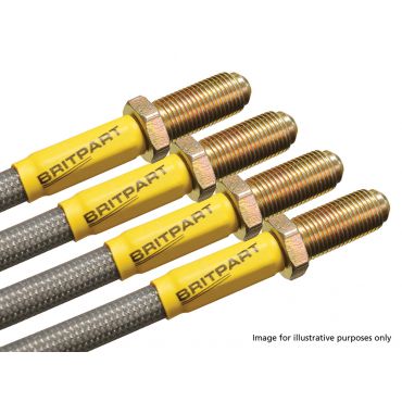 .Brake Hose Set Discovery 1 Non-Abs 94-98 +40mm (Britpart) Braided DA241240S
